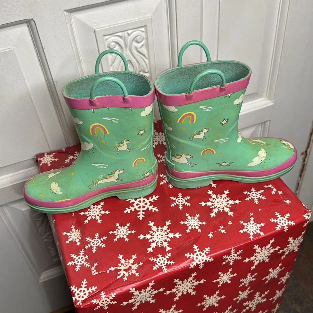 Blue Mountain Girls Unicorn Print Rain Boots Size 1